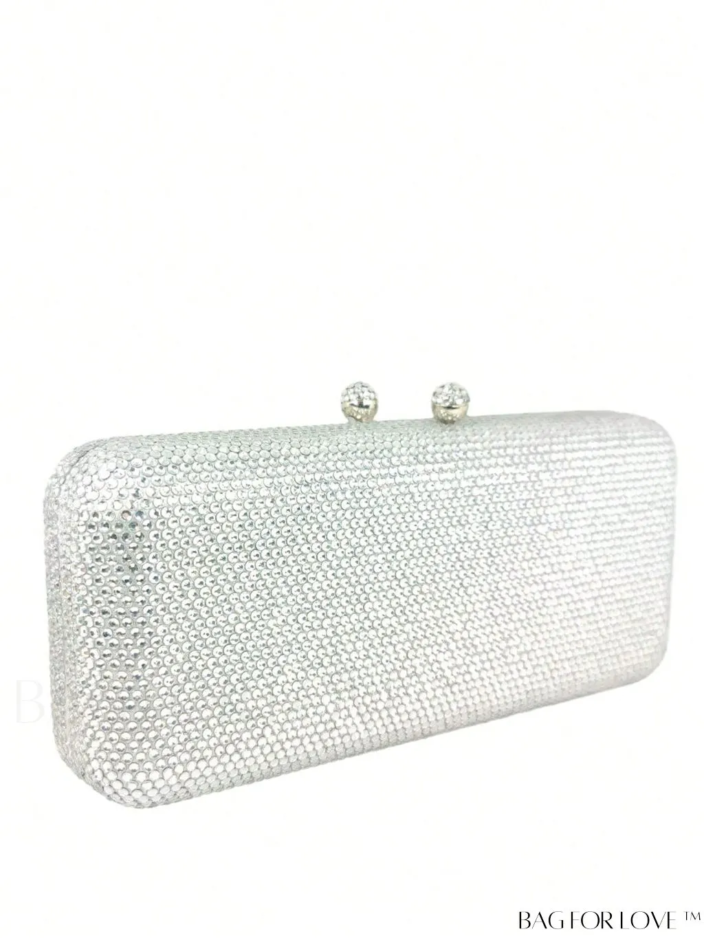 BagForLove - Glamorous Silver Square Bag with Rhinestone Decor