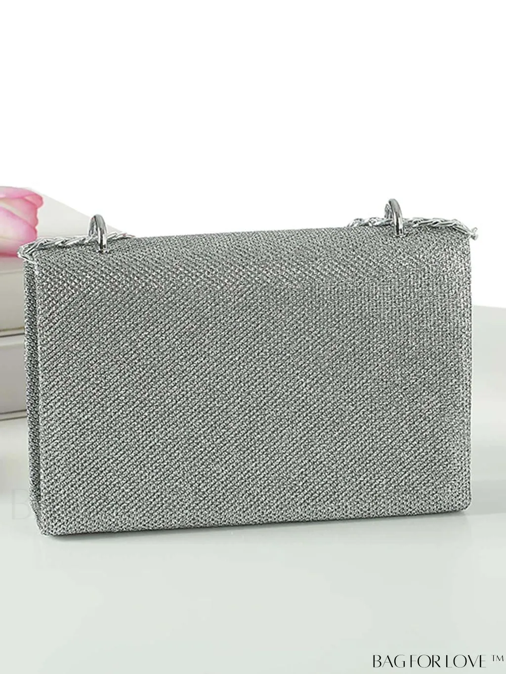 BagForLove - Glamorous Square Bag with Glitter Flap and Chain Strap
