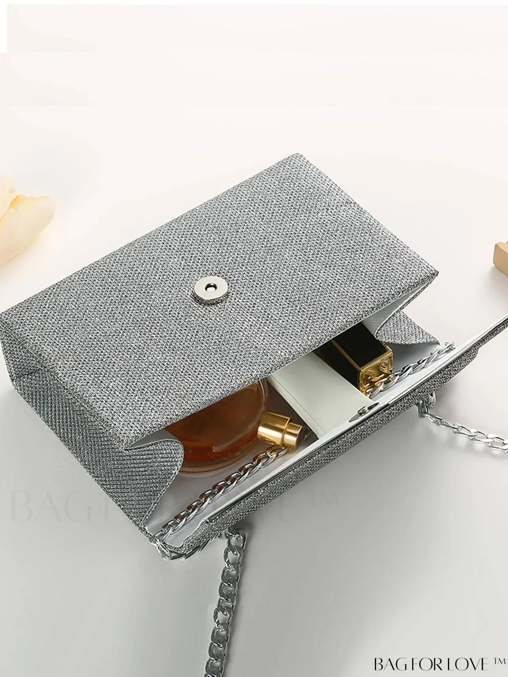 BagForLove - Glamorous Square Bag with Glitter Flap and Chain Strap