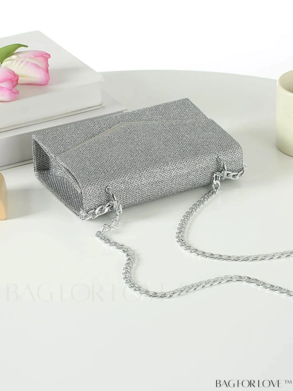BagForLove - Glamorous Square Bag with Glitter Flap and Chain Strap