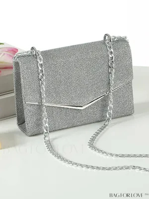 BagForLove - Glamorous Square Bag with Glitter Flap and Chain Strap