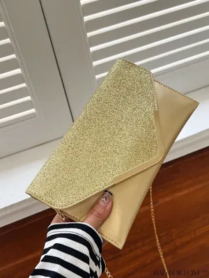 BagForLove - Glitter Chain Envelope Bag - Striking Metal Decor for Party Affairs