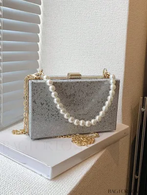 BagForLove - Glittering Faux Pearl Mini Box Bag - Ideal Bridal Accessory for Weddings, Proms & Parties