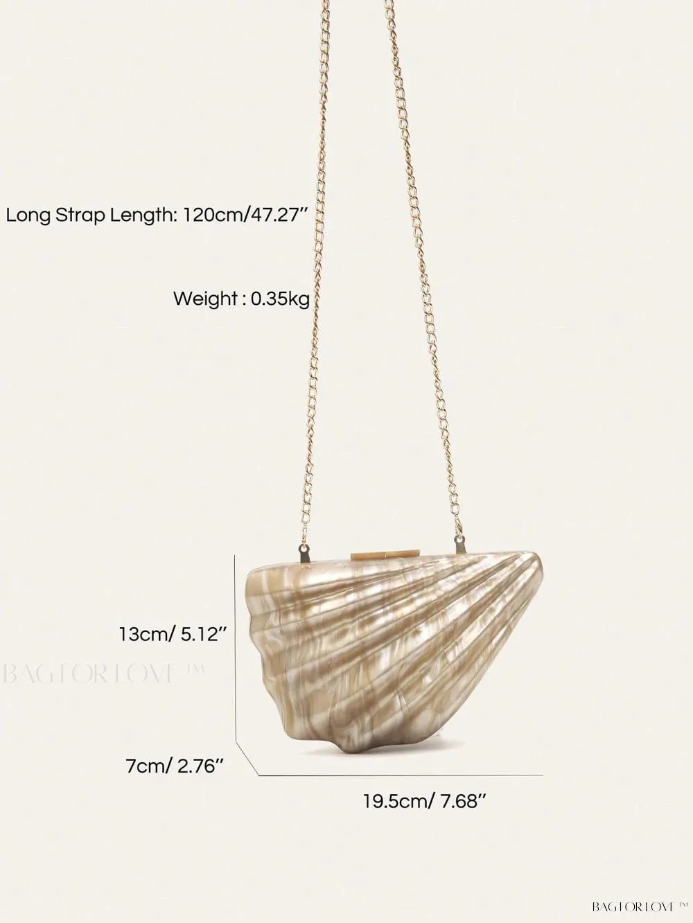 BagForLove - Luxury Acrylic Shell Shape Cross Body Bag with Chain Closure