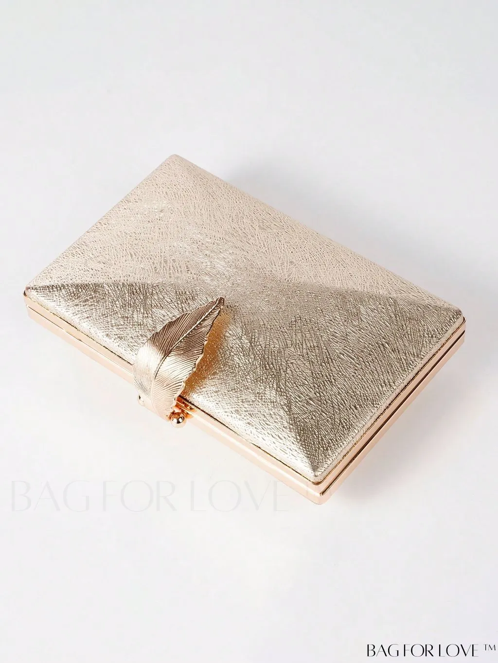 BagForLove - Metal Leaf Lock Bridal Handbag: Elegant Womens Wedding Clutch for Parties
