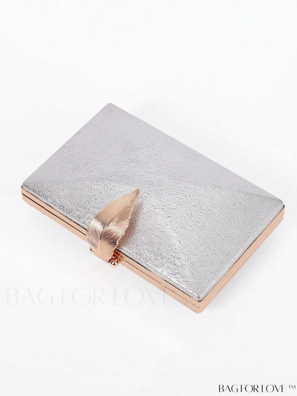 BagForLove - Metal Leaf Lock Bridal Handbag: Elegant Womens Wedding Clutch for Parties