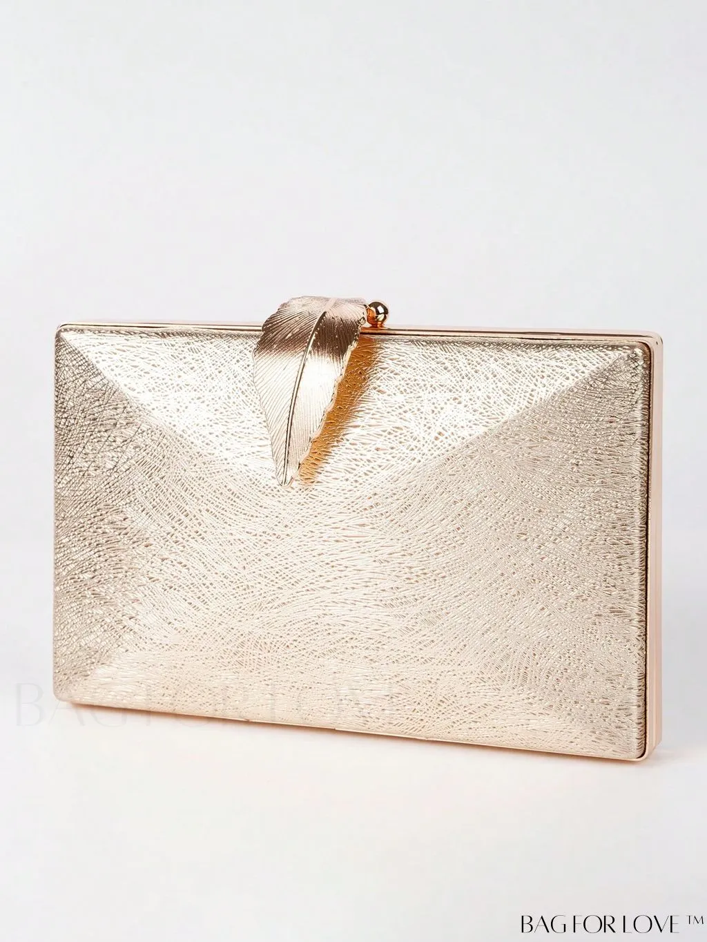 BagForLove - Metal Leaf Lock Bridal Handbag: Elegant Womens Wedding Clutch for Parties