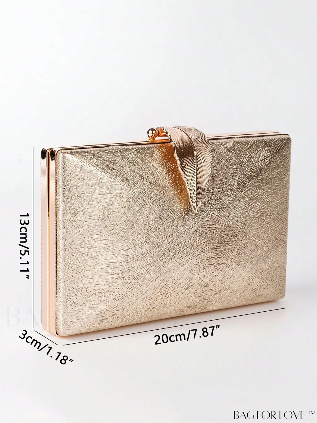 BagForLove - Metal Leaf Lock Bridal Handbag: Elegant Womens Wedding Clutch for Parties