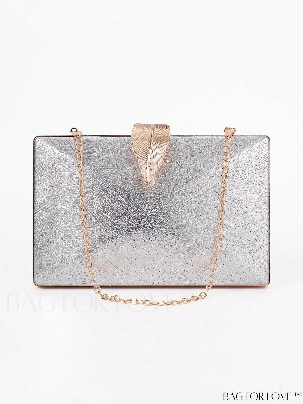 BagForLove - Metal Leaf Lock Bridal Handbag: Elegant Womens Wedding Clutch for Parties
