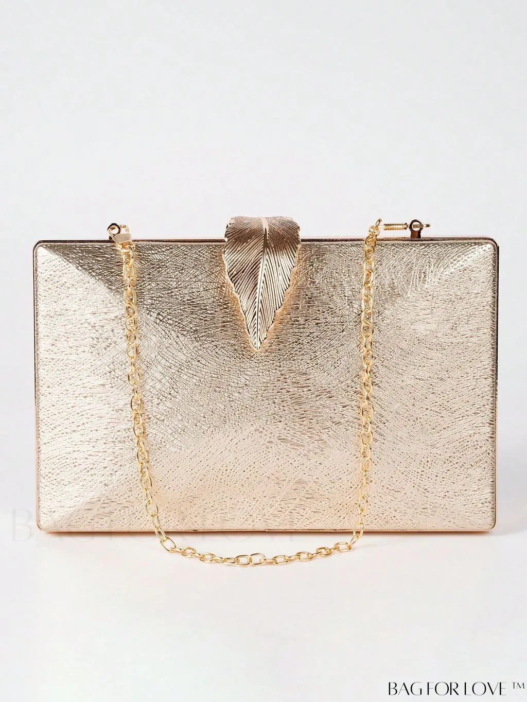BagForLove - Metal Leaf Lock Bridal Handbag: Elegant Womens Wedding Clutch for Parties
