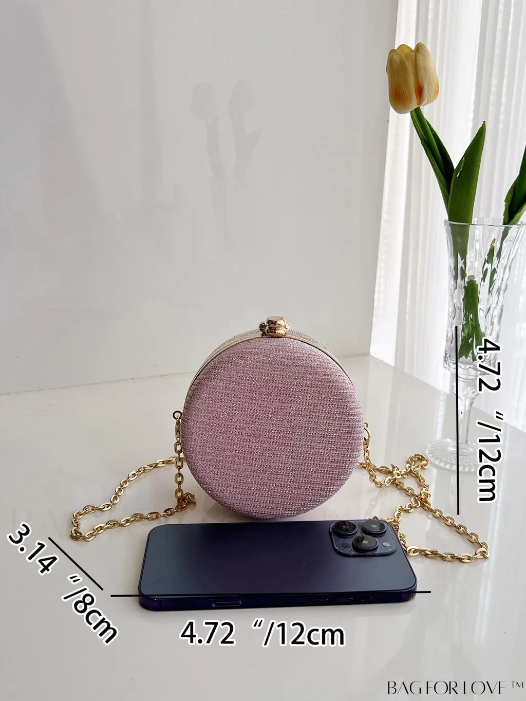 BagForLove - Mini Glitter Circle Bag - Elegant Purse for Weddings, Proms, and Parties