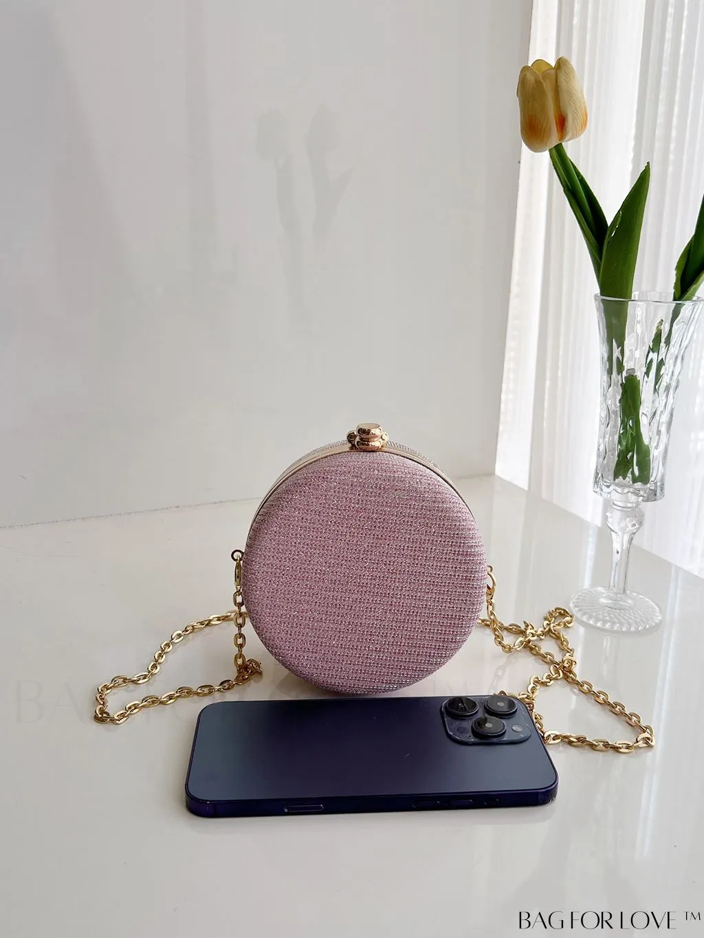 BagForLove - Mini Glitter Circle Bag - Elegant Purse for Weddings, Proms, and Parties
