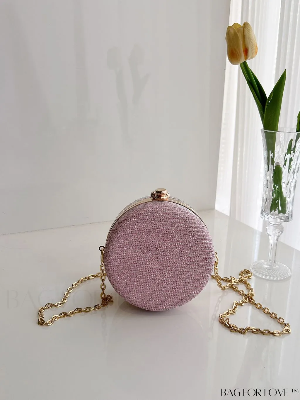 BagForLove - Mini Glitter Circle Bag - Elegant Purse for Weddings, Proms, and Parties
