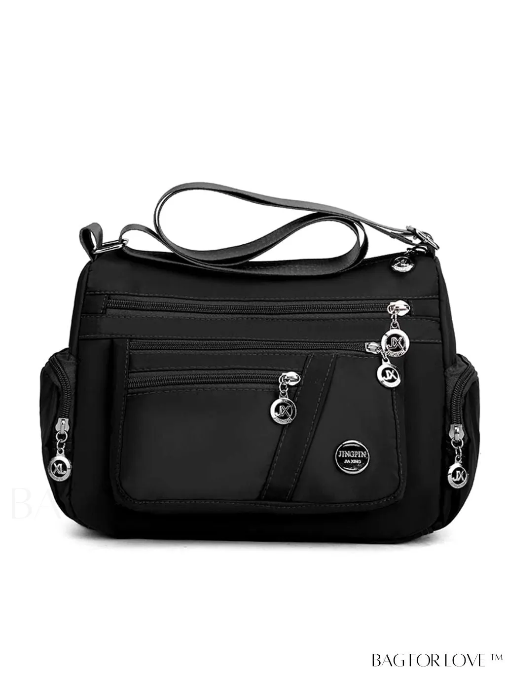 BagForLove - Minimalist Nylon Crossbody Bag: Womens Solid Color Shoulder Purse with Multi Pockets & Zipper