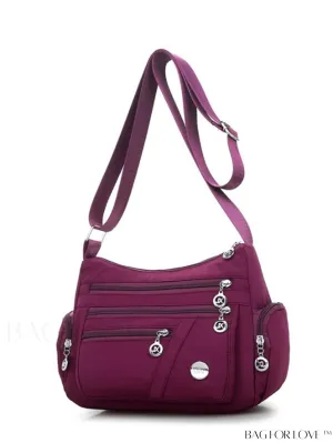BagForLove - Minimalist Nylon Crossbody Bag: Womens Solid Color Shoulder Purse with Multi Pockets & Zipper