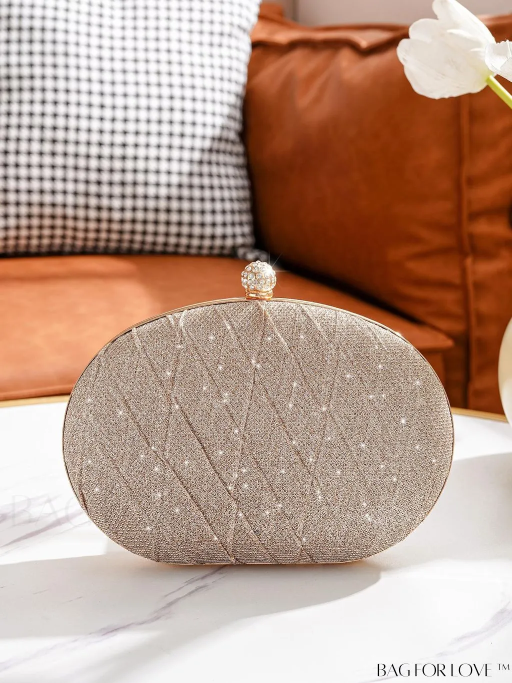 BagForLove - Party-Ready Mini Rhinestone Decor Box Bag with Glamorous Glitter Finish