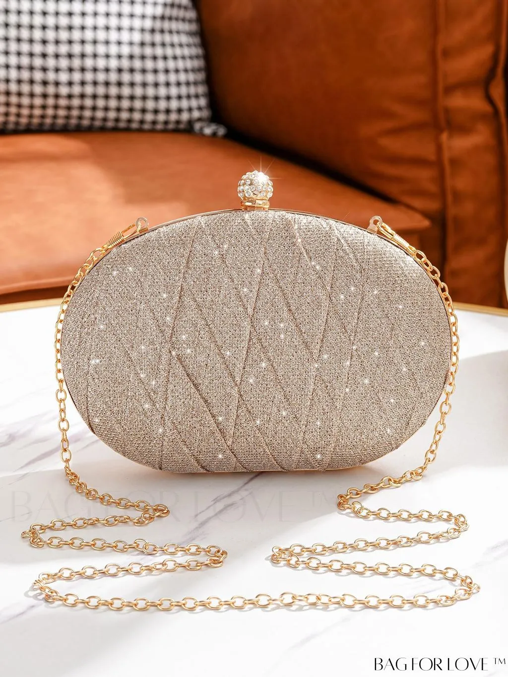 BagForLove - Party-Ready Mini Rhinestone Decor Box Bag with Glamorous Glitter Finish
