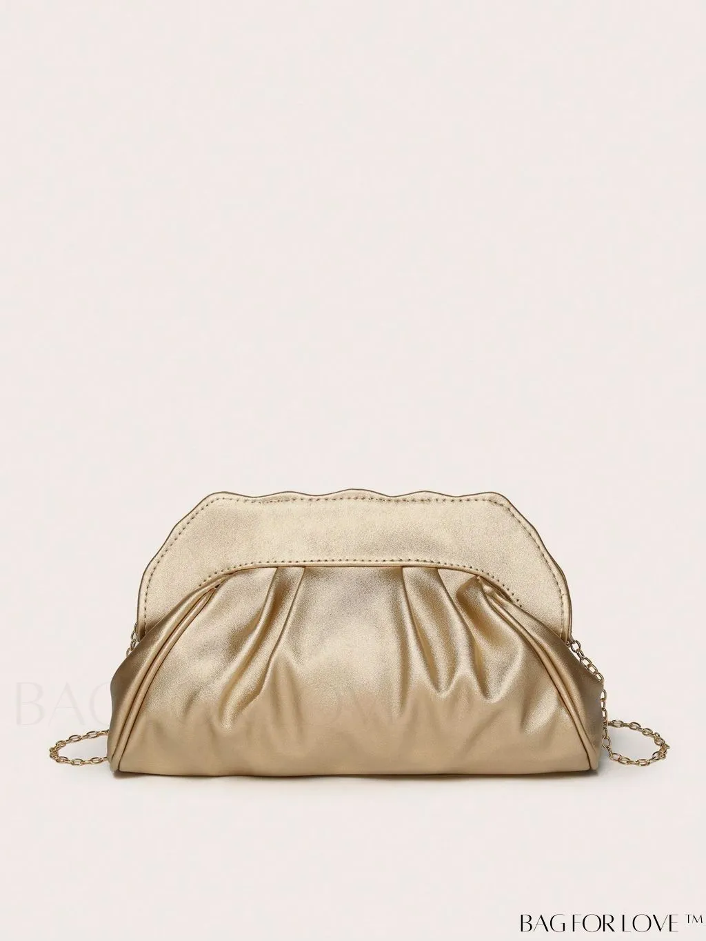 BagForLove - Party-Ready Rhinestone Ruched Bag with Glamorous PU Chain Decoration