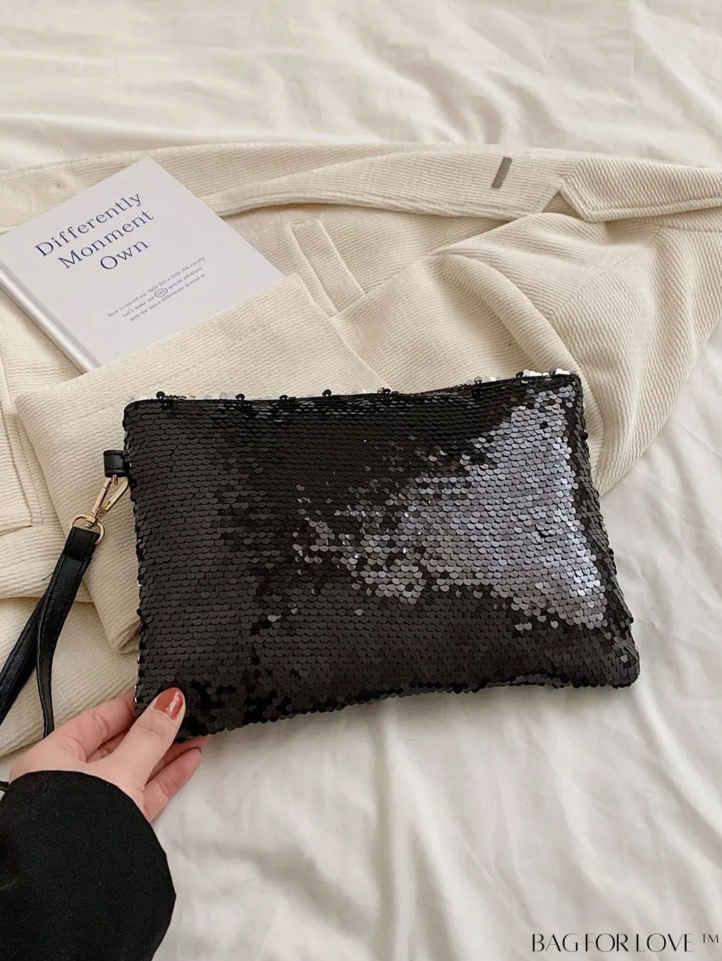 BagForLove - Party-ready Sequin-Adorned Black Square Bag