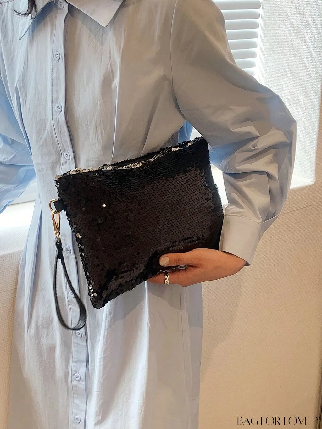 BagForLove - Party-ready Sequin-Adorned Black Square Bag