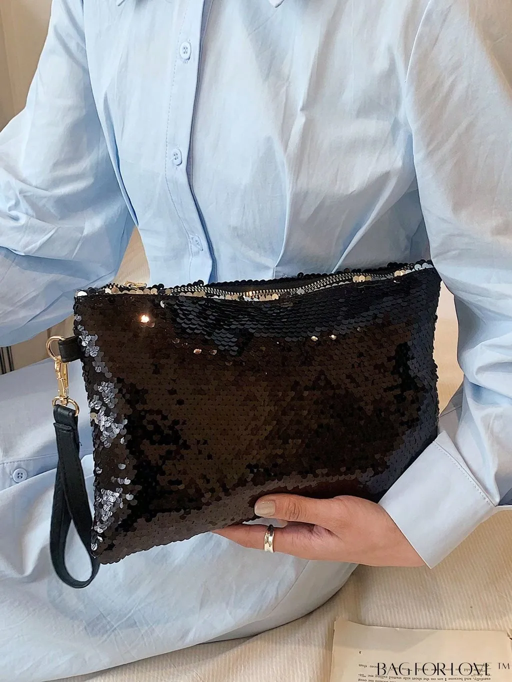 BagForLove - Party-ready Sequin-Adorned Black Square Bag