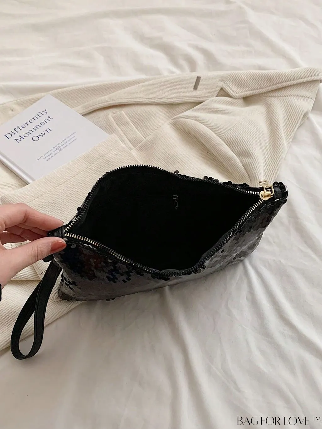 BagForLove - Party-ready Sequin-Adorned Black Square Bag