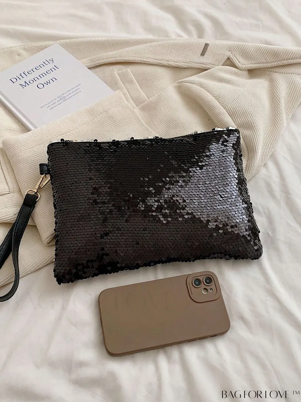BagForLove - Party-ready Sequin-Adorned Black Square Bag