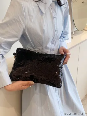 BagForLove - Party-ready Sequin-Adorned Black Square Bag