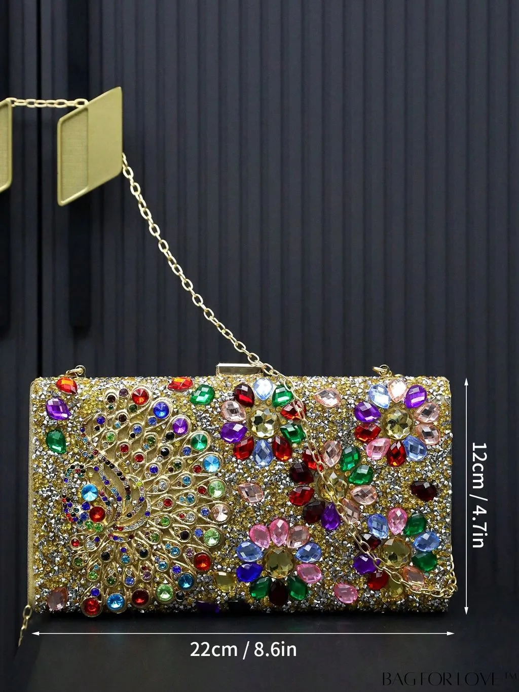 BagForLove - Rhinestone-Adorned Box Bag: Elegant Chain Handle for Weddings, Proms & Parties