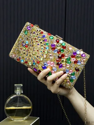 BagForLove - Rhinestone-Adorned Box Bag: Elegant Chain Handle for Weddings, Proms & Parties