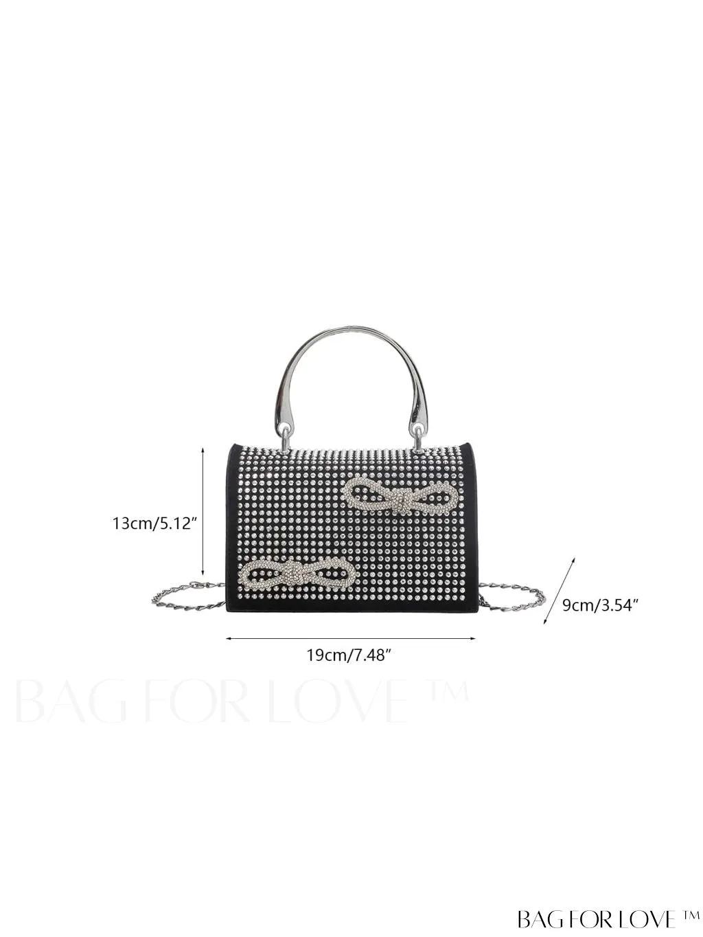 BagForLove - Rhinestone & Bow Mini Flap Bag - Square Design