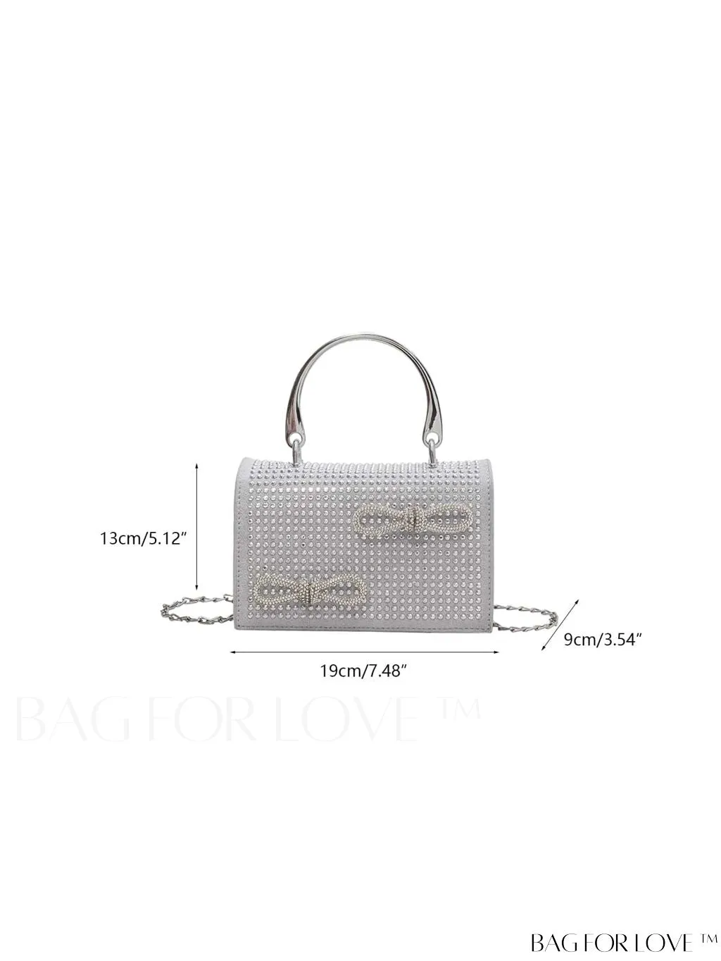 BagForLove - Rhinestone & Bow Mini Flap Bag - Square Design