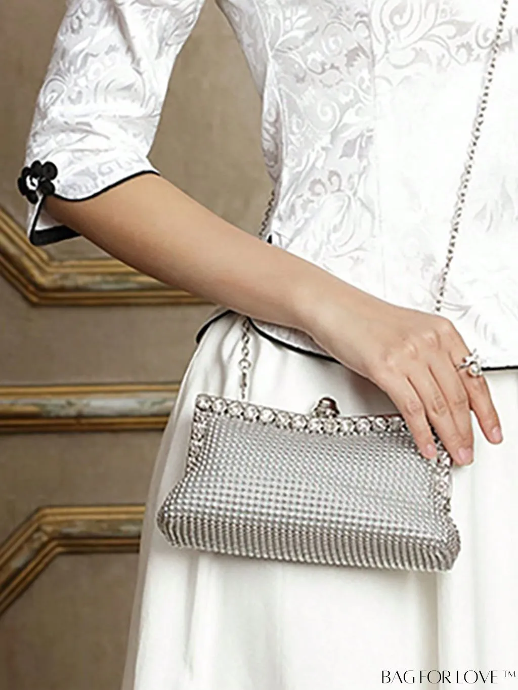 BagForLove - Rhinestone Decor Evening Bag: Glamorous Chain Purse for Weddings, Proms & Parties