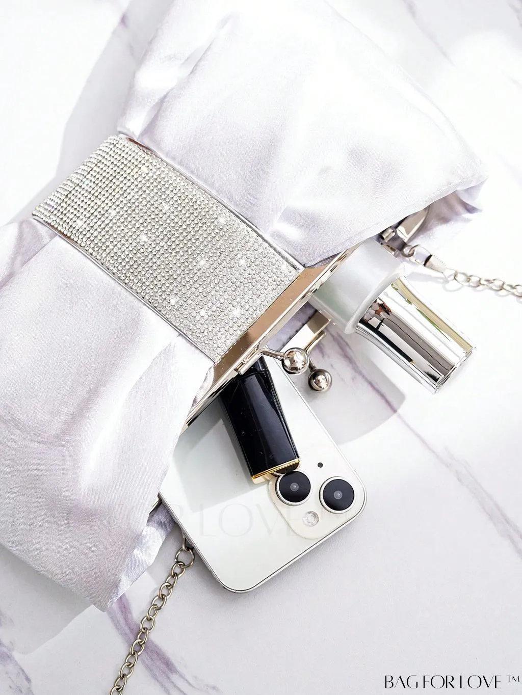 BagForLove - Rhinestone-Embellished Bow Design Novelty Bag with Kiss Lock Closure