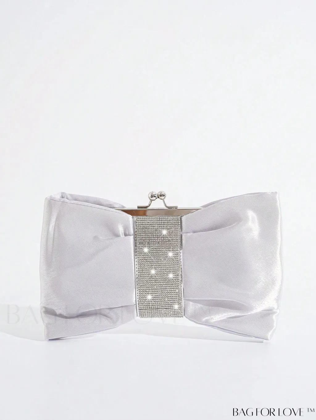 BagForLove - Rhinestone-Embellished Bow Design Novelty Bag with Kiss Lock Closure