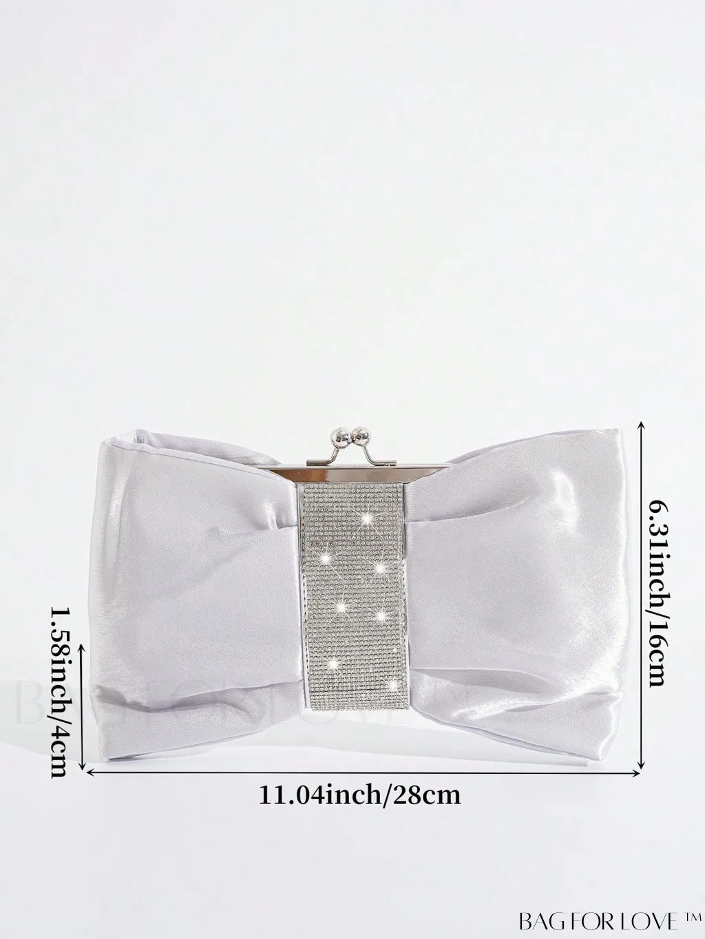 BagForLove - Rhinestone-Embellished Bow Design Novelty Bag with Kiss Lock Closure