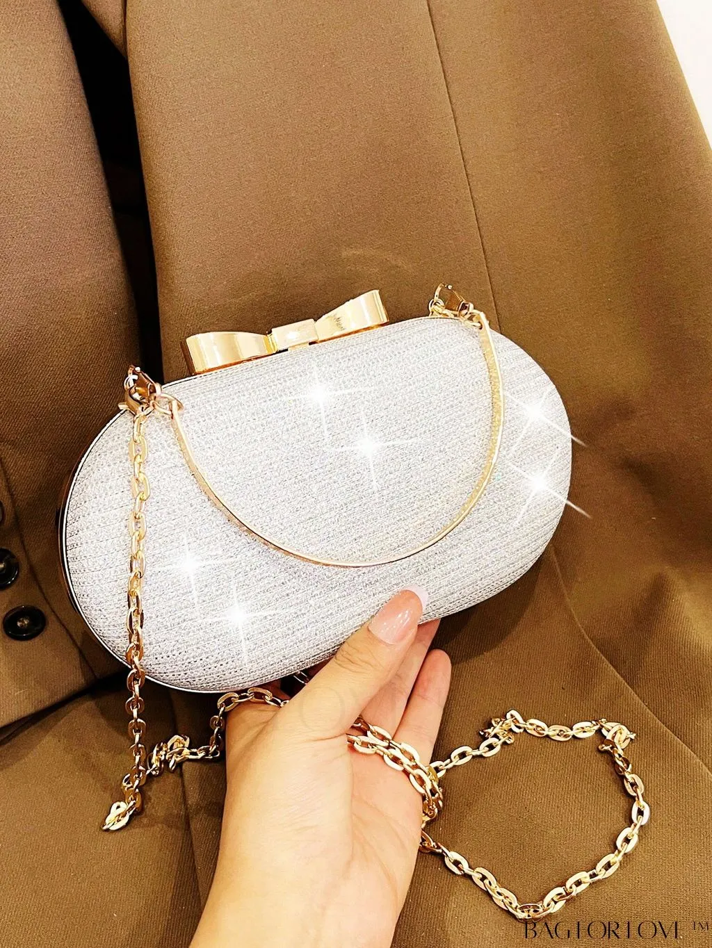 BagForLove - Rhinestone-Embellished Mini Box Bag with Glamorous Clip Top Chain â Exclusive Design