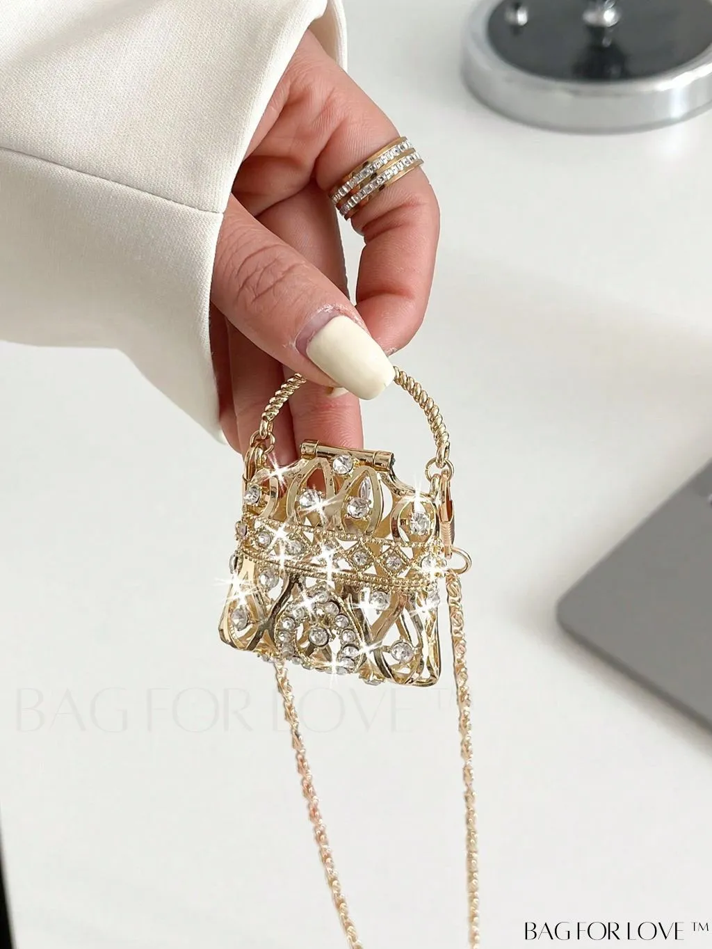 BagForLove - Rhinestone Evening Clutch: Glamorous & Versatile for Weddings, Proms, and Parties
