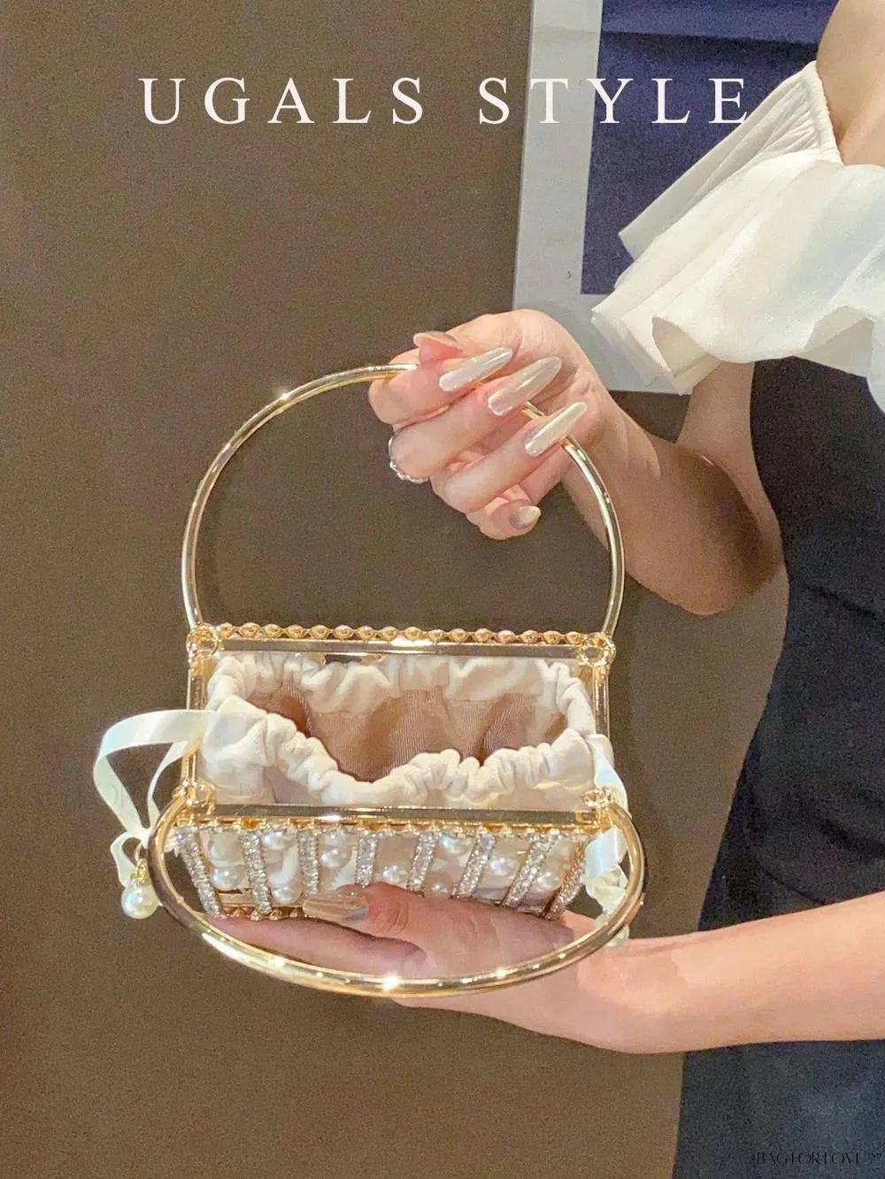 BagForLove - Rhinestone Pearl Bridal Crossbody Handbag for Women