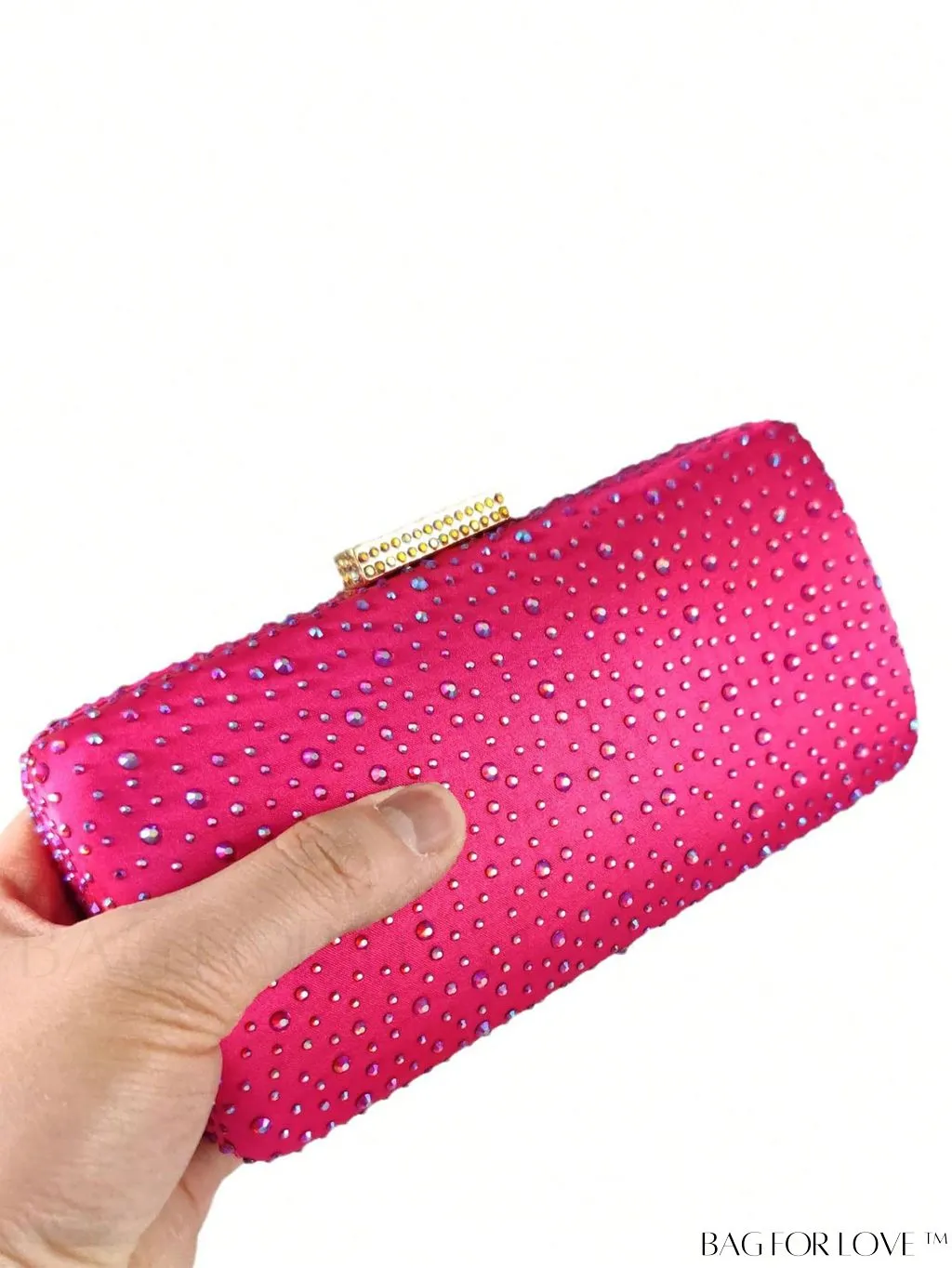 BagForLove - Satin Rhinestone Chain Strap Mini Box Bag for Glamorous Style