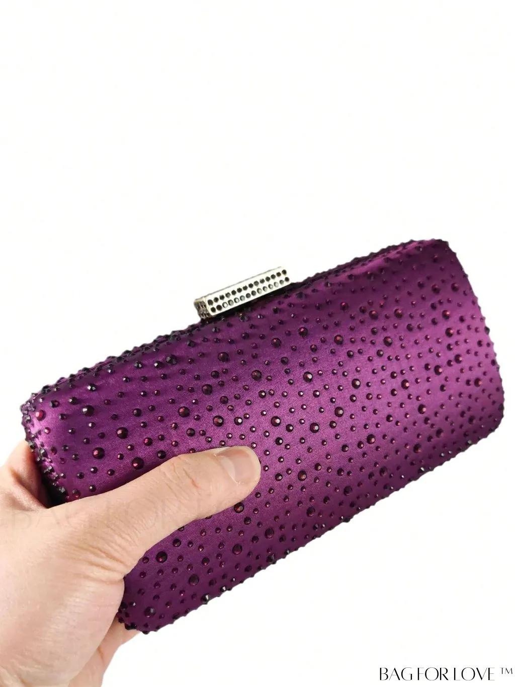 BagForLove - Satin Rhinestone Chain Strap Mini Box Bag for Glamorous Style