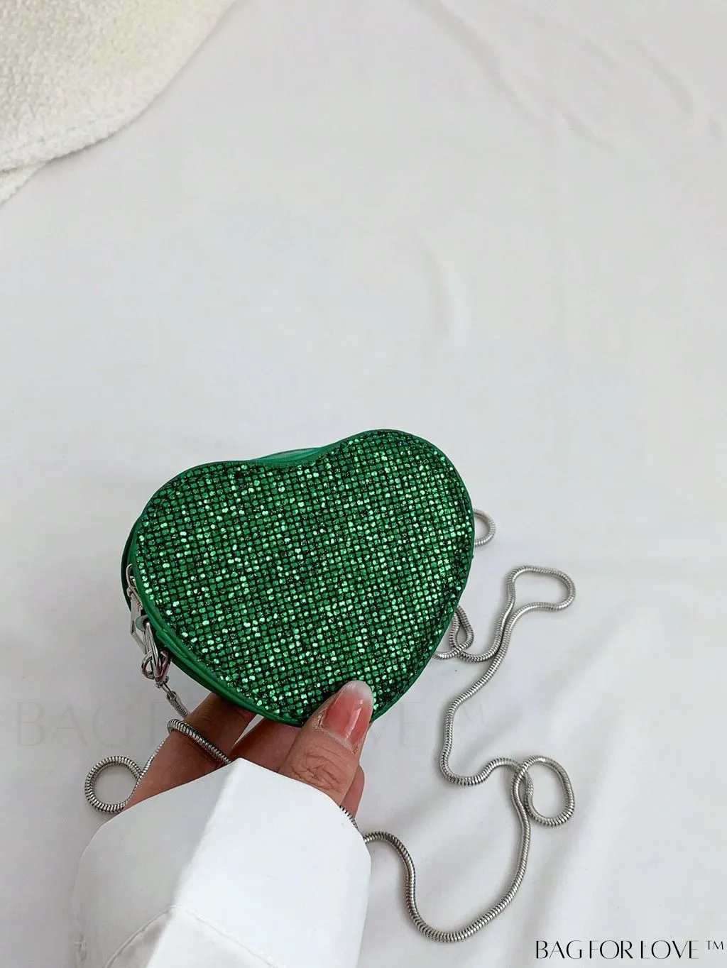BagForLove - Sequin Heart Shaped Chain Strap Mini Novelty Bag