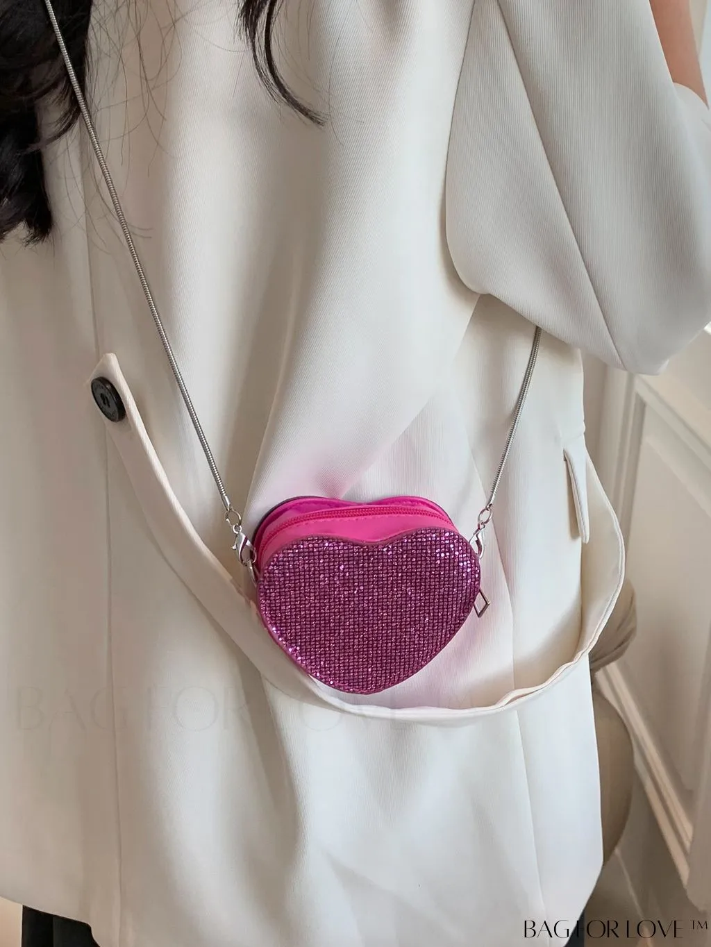 BagForLove - Sequin Heart Shaped Chain Strap Mini Novelty Bag