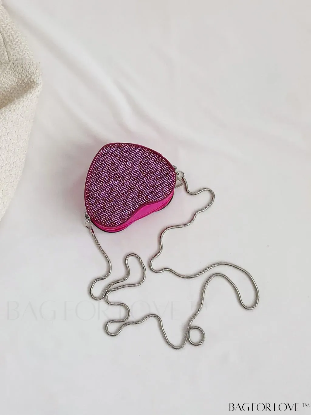BagForLove - Sequin Heart Shaped Chain Strap Mini Novelty Bag