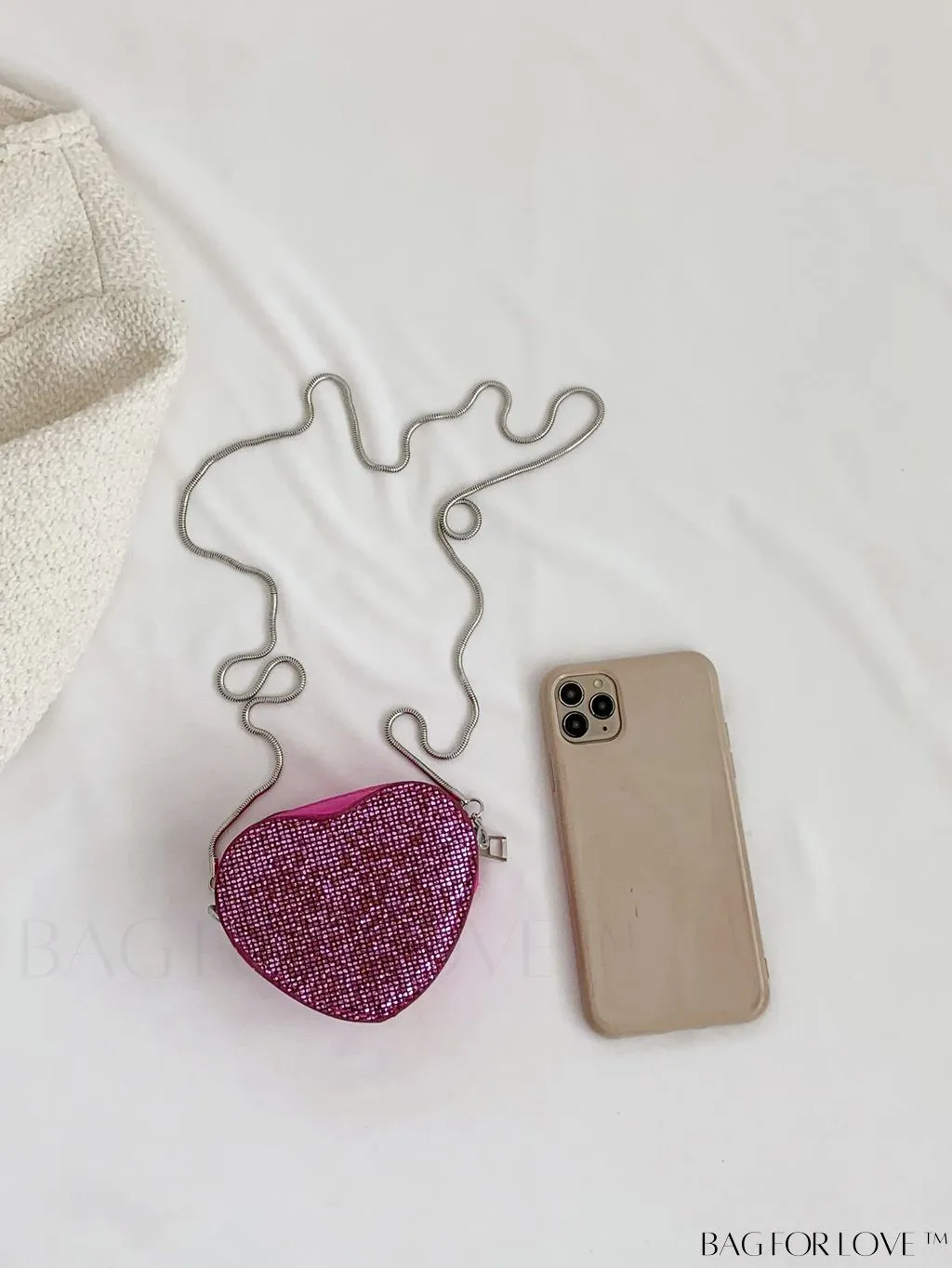 BagForLove - Sequin Heart Shaped Chain Strap Mini Novelty Bag