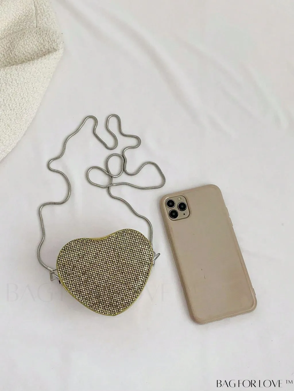 BagForLove - Sequin Heart Shaped Chain Strap Mini Novelty Bag