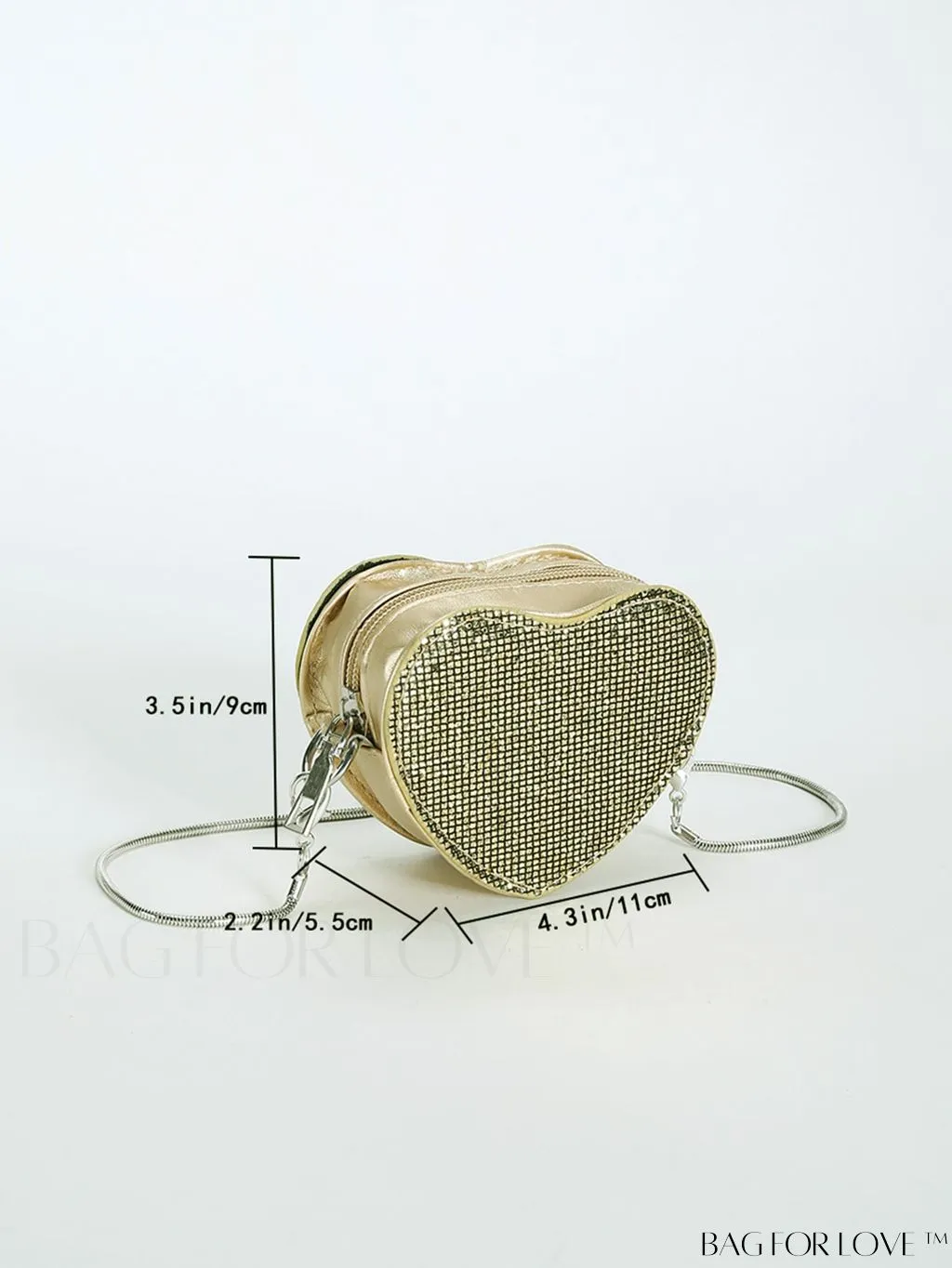 BagForLove - Sequin Heart Shaped Chain Strap Mini Novelty Bag