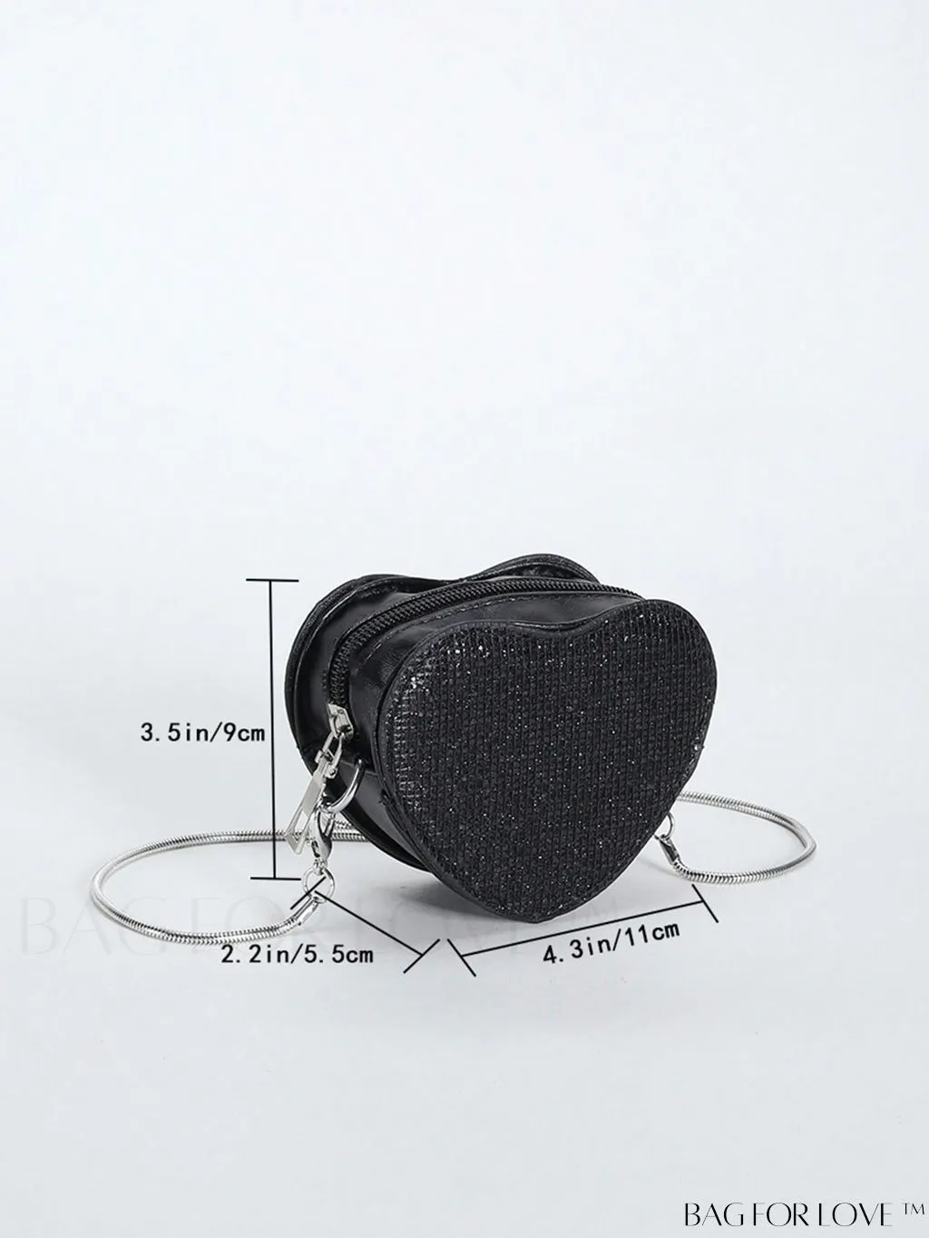 BagForLove - Sequin Heart Shaped Chain Strap Mini Novelty Bag