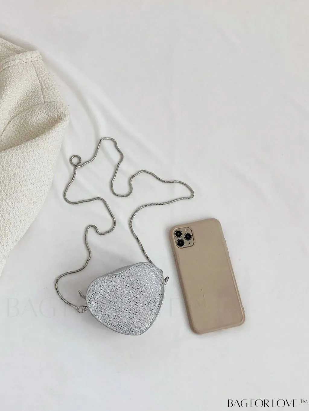 BagForLove - Sequin Heart Shaped Chain Strap Mini Novelty Bag