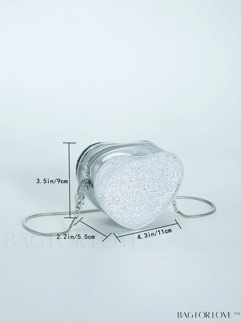 BagForLove - Sequin Heart Shaped Chain Strap Mini Novelty Bag
